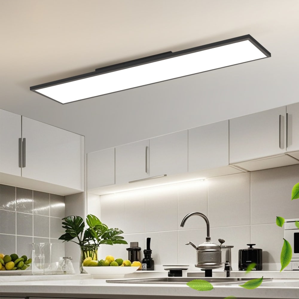 Plafonnier aluminium noir 119.5x29.5x5cm led 40w — vue 3