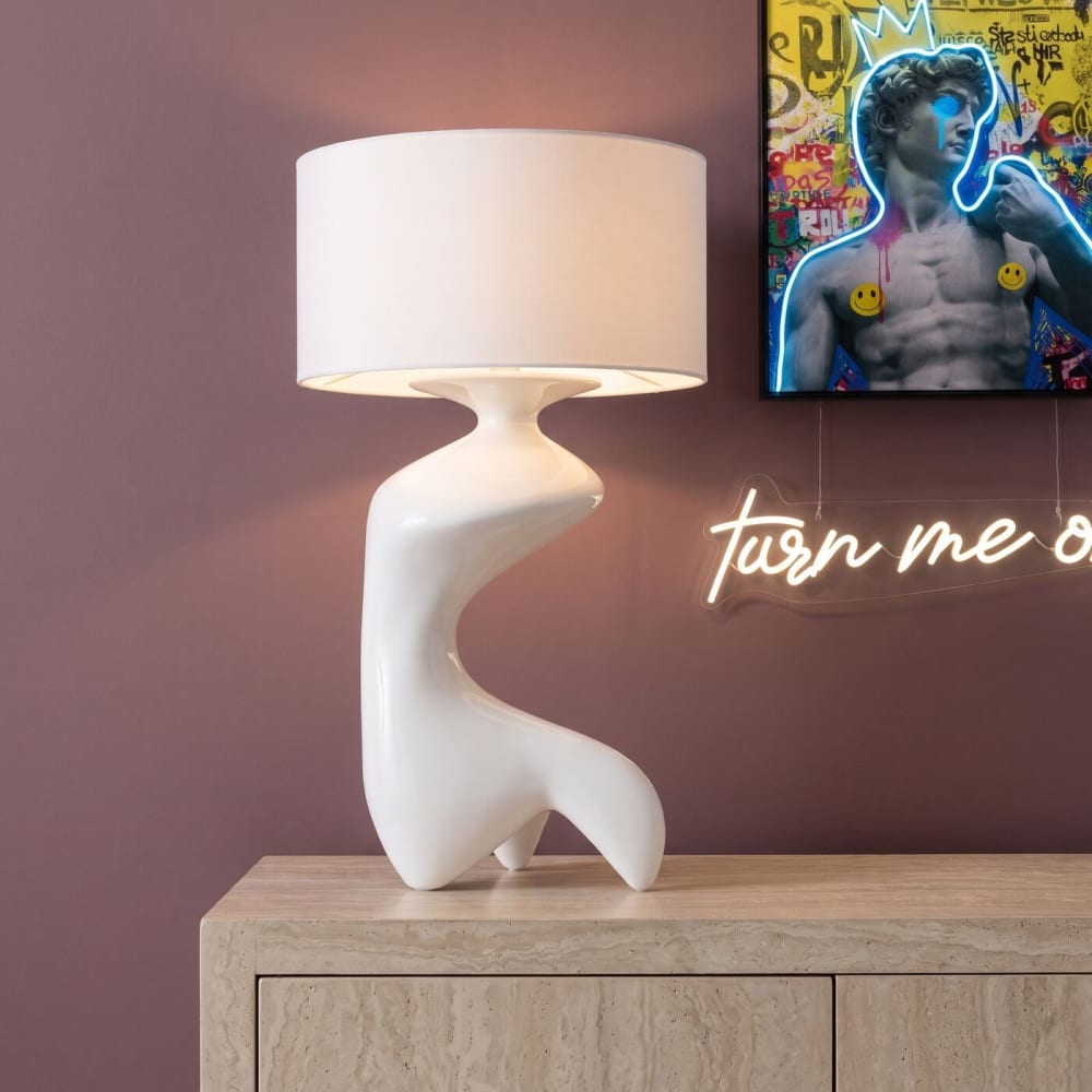 Lampe en polyrésine et polyester blanc — vue 3