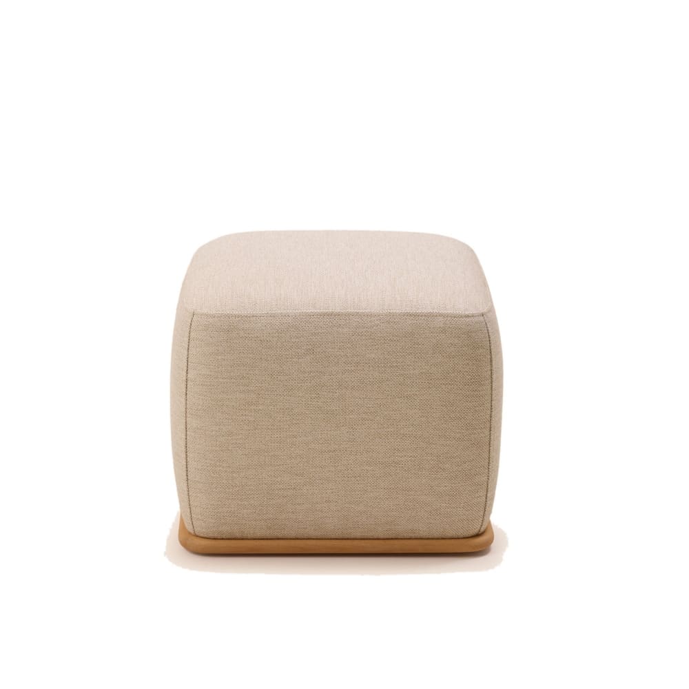 Pouf en bois et coton beige 50x50xh43 cm Pouf en bois et coton beige 50x50xh43 cm