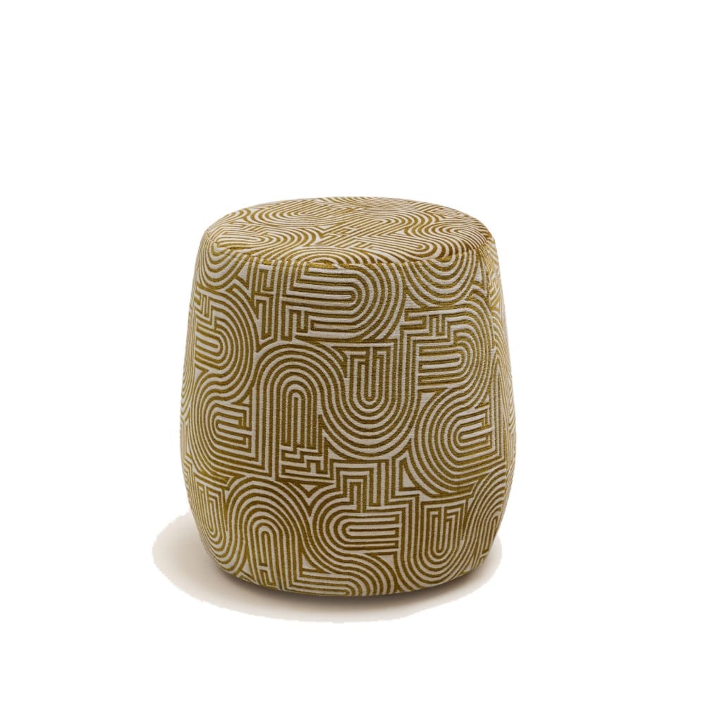 Pouf en viscose et au motif graphique en chenille jaune ø43xh45 cm Pouf en viscose et au motif graphique en chenille jaune ø43xh45 cm