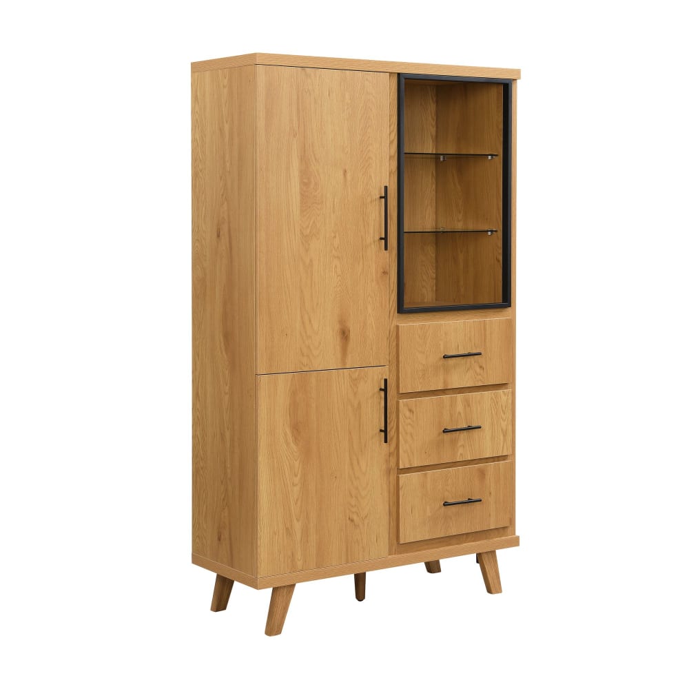 FineBuy Hochschrank aus MDF, braun style modern - Spanplatte