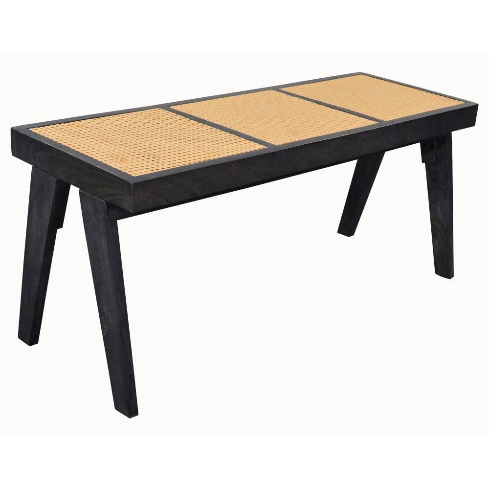 Banc en bois d'acacia massif, noir