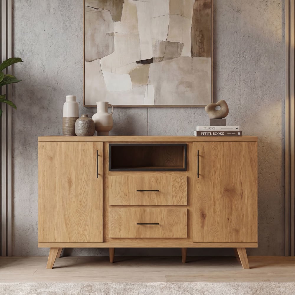 Sideboard mit Türen & Schubladen aus MDF, braun - Maisons Du