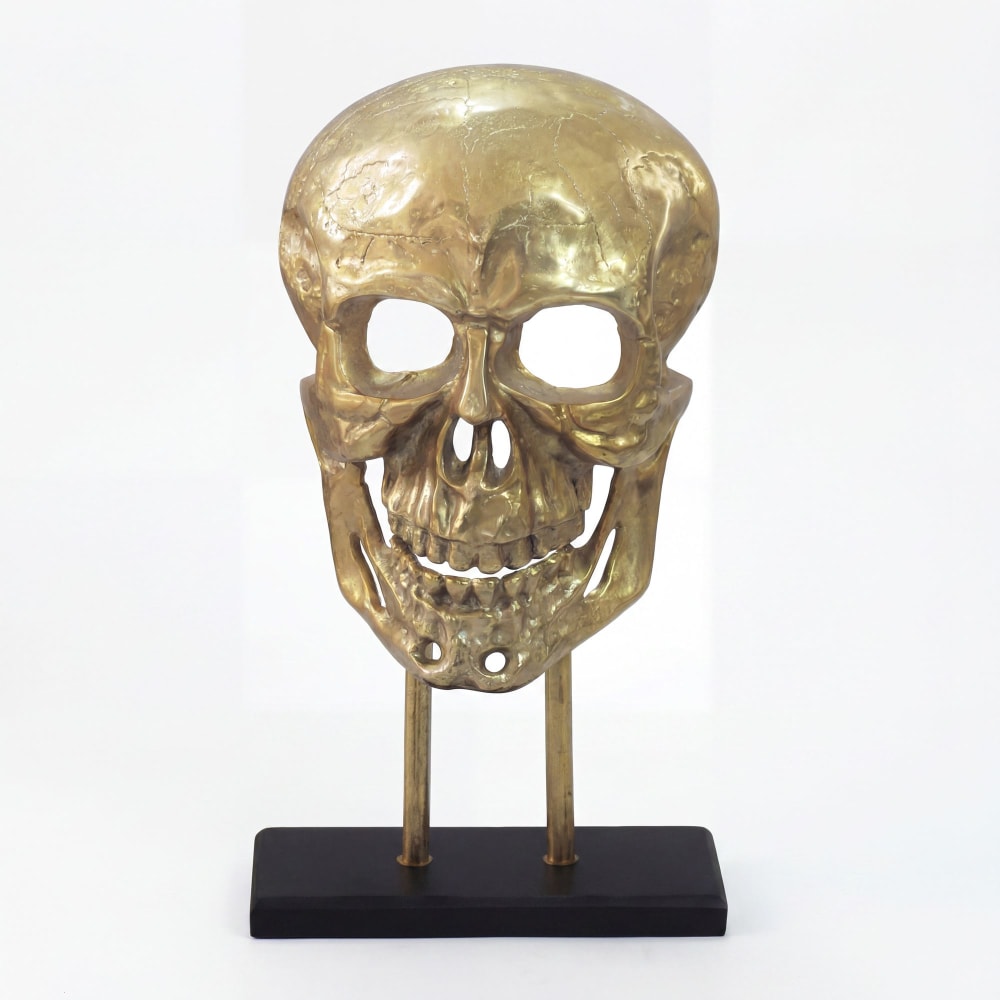 FineBuy Standdeko Totenkopf aus Aluminium, gold style modern - Aluminium