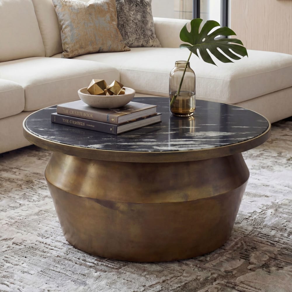 Couchtisch aus Marmor & Metall, schwarz - Maisons Du Monde