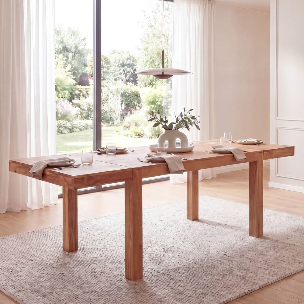 Esstisch erweiterbar aus Akazie Massivholz, braun - Maisons Du