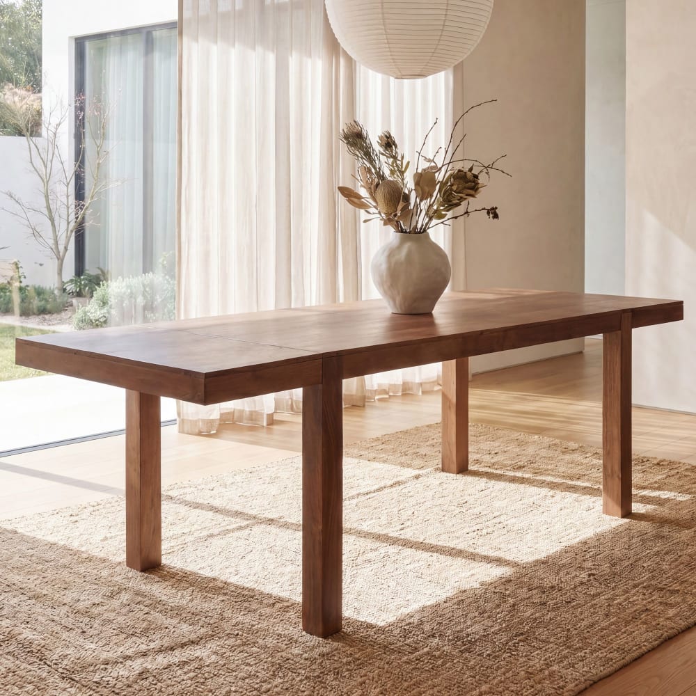 Table à manger extensible en bois d'acacia massif, marron Table à manger extensible en bois d'acacia massif, marron