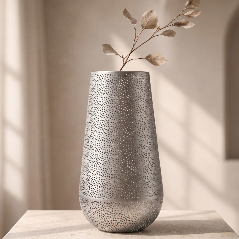 Dekovase aus Metall, silber - Maisons Du Monde