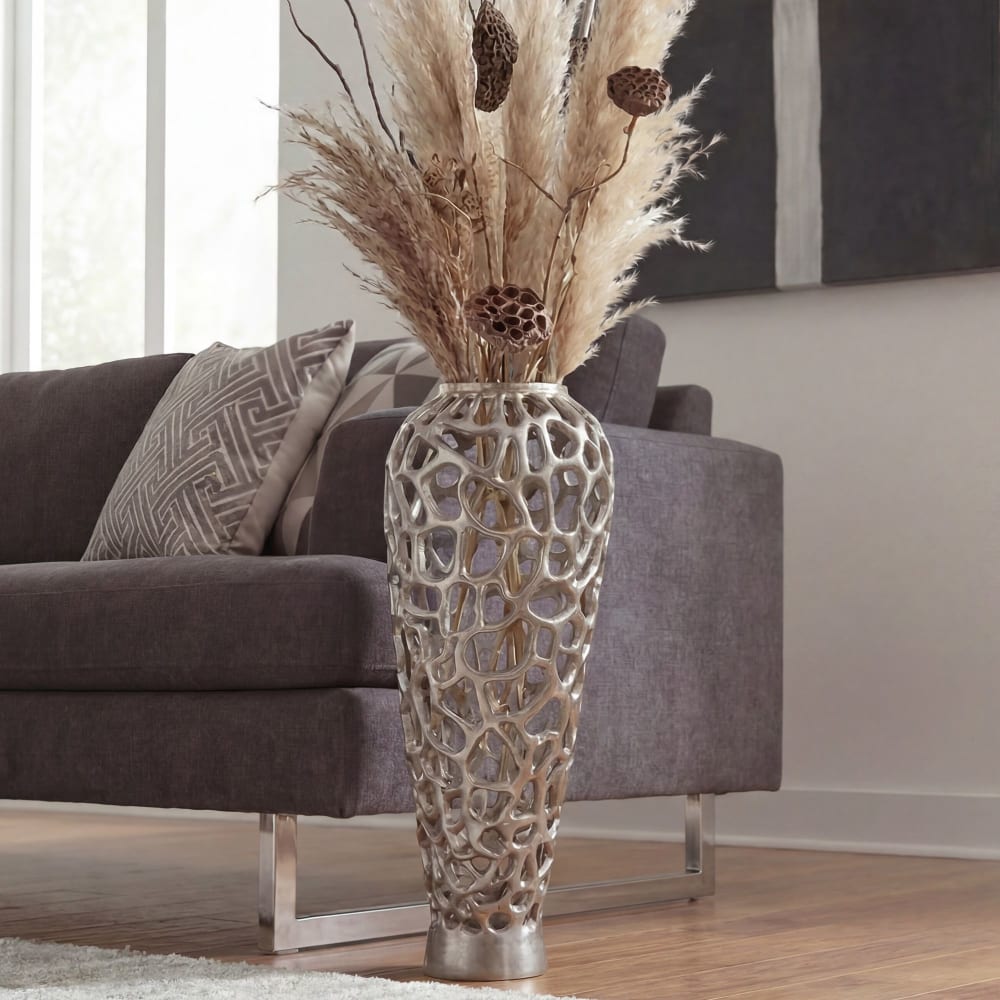 Bodenvase aus Aluminium, 85 cm silber - Maisons Du Monde