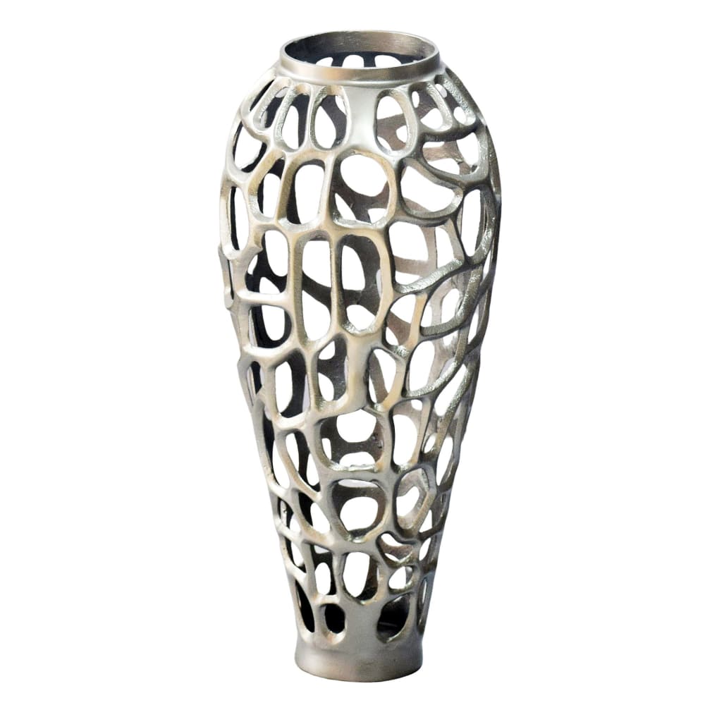 FineBuy Bodenvase aus Aluminium, 60 cm silber style modern - Aluminium