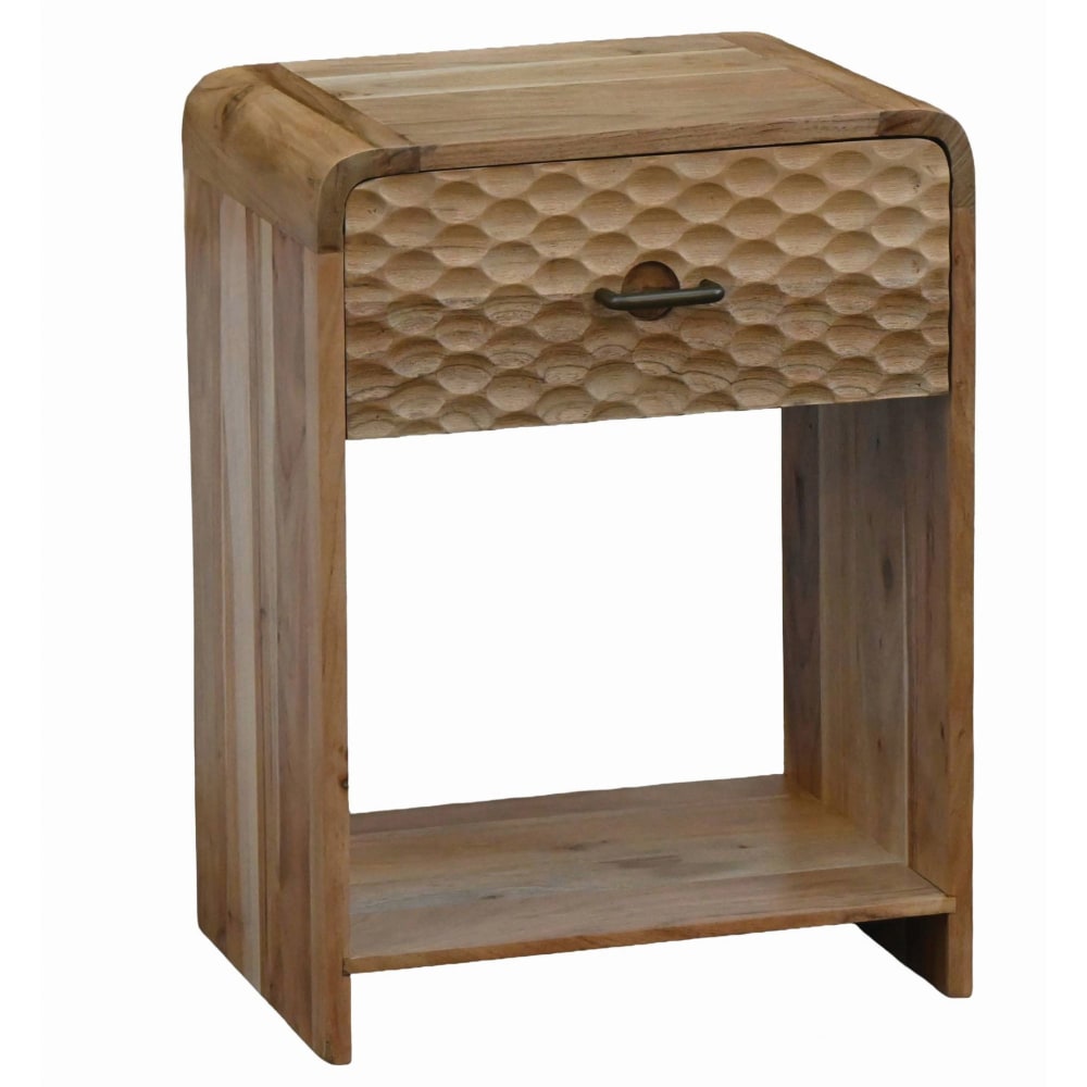FineBuy Nachttisch mit Schublade aus Mango Massivholz, braun style modern - -