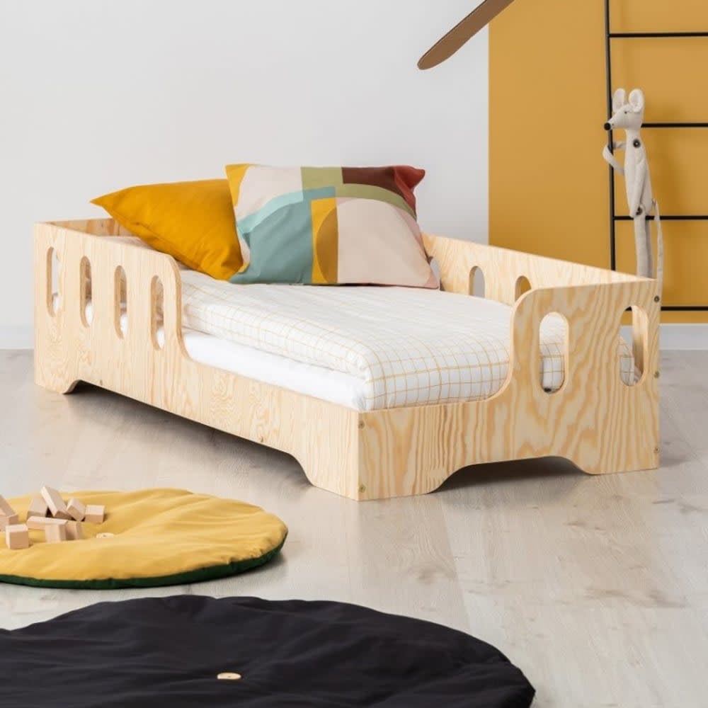 Niedriges Kinderbett KIKI 1 P Kiefern-Sperrholz 80x160 - Maisons