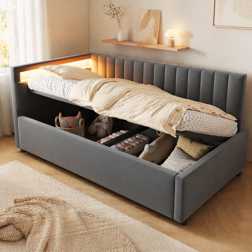 Tagesbett aus Samt grau 90x200 cm - Maisons Du Monde