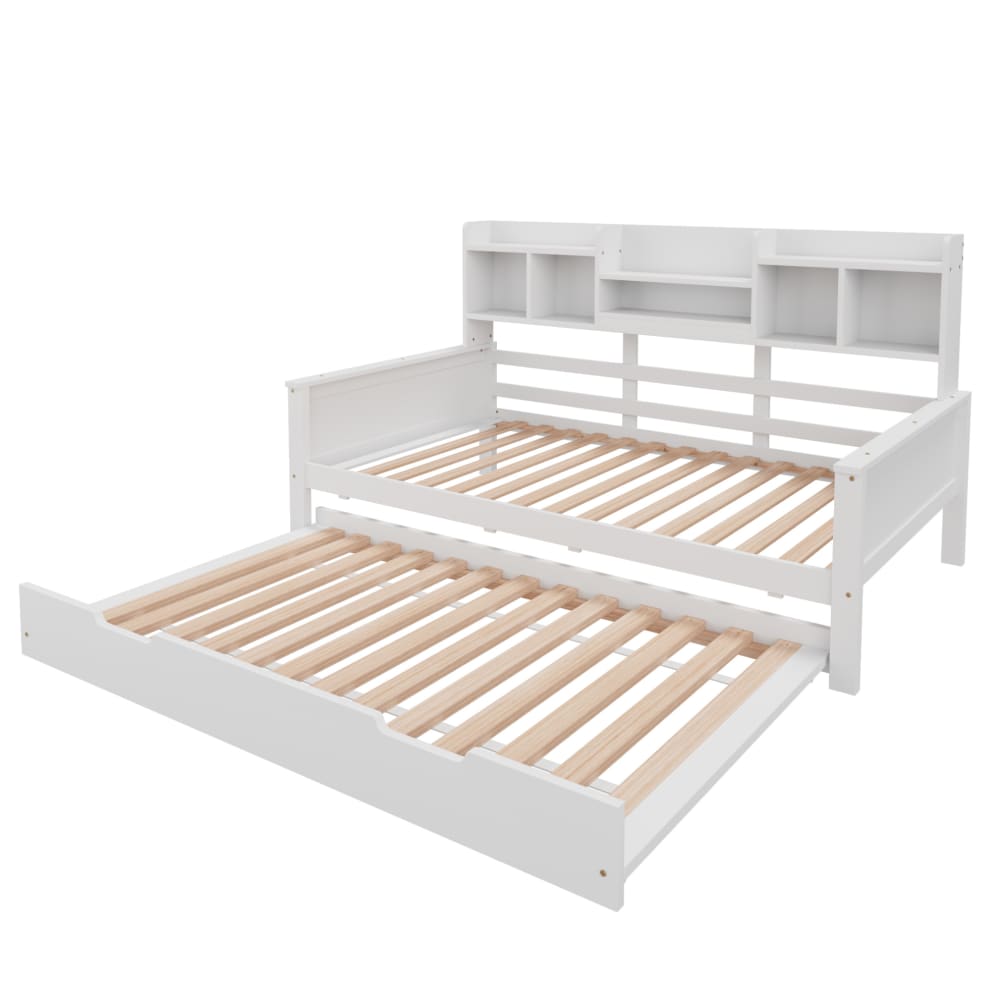 Lit banquette en pin blanc avec lit gigogne 90x200 cm