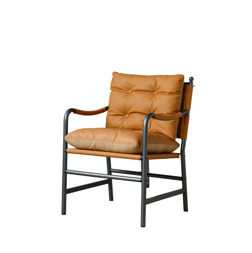 Fauteuil en polyuréthane marron avec accoudoirs