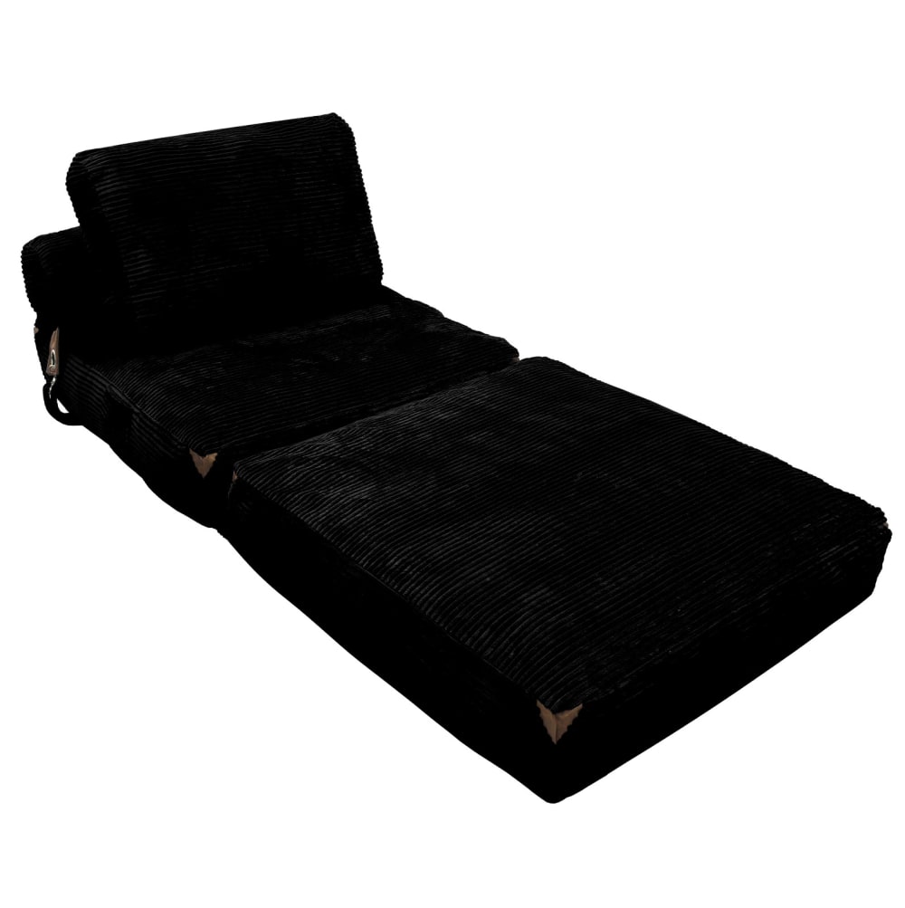 Fauteuil convertible pliable en tissu flanelle noir 87x86x40 cm