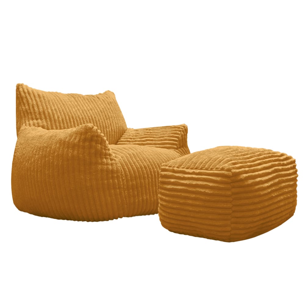 Fauteuil 1 place en flanelle jaune avec repose-pieds 50x46x28 cm
