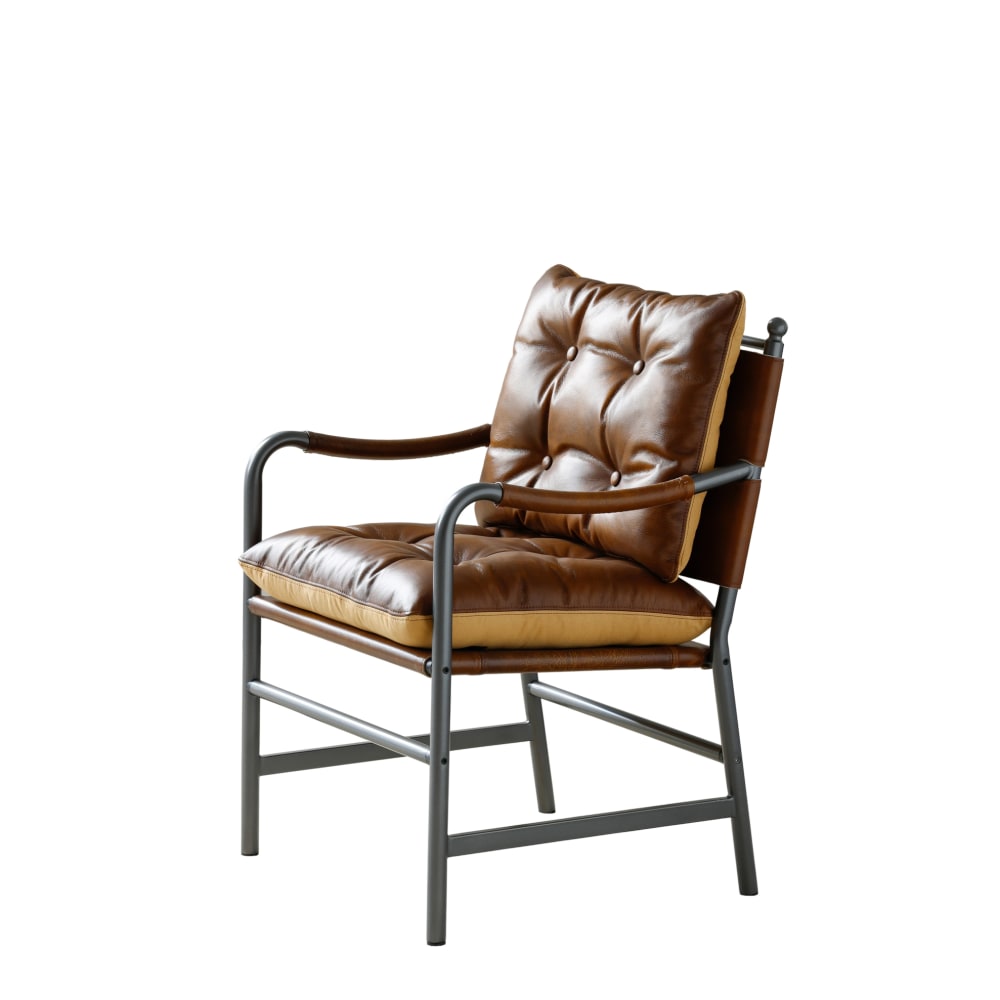 Hauss Spole Sessel aus Echtleder braun mit Armlehnen 60x62x90 cm - -