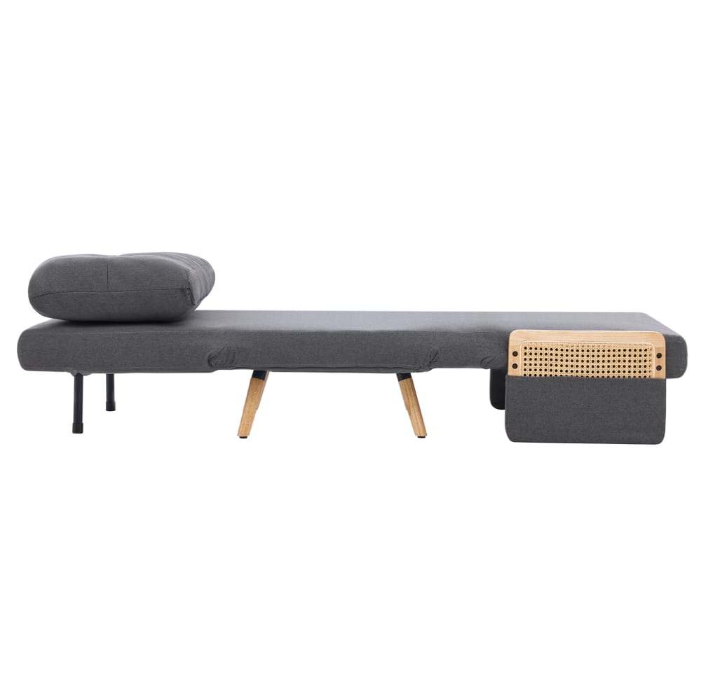 Fauteuil-lit 1 place en lin gris avec coussin 67,5x73x86,5 cm