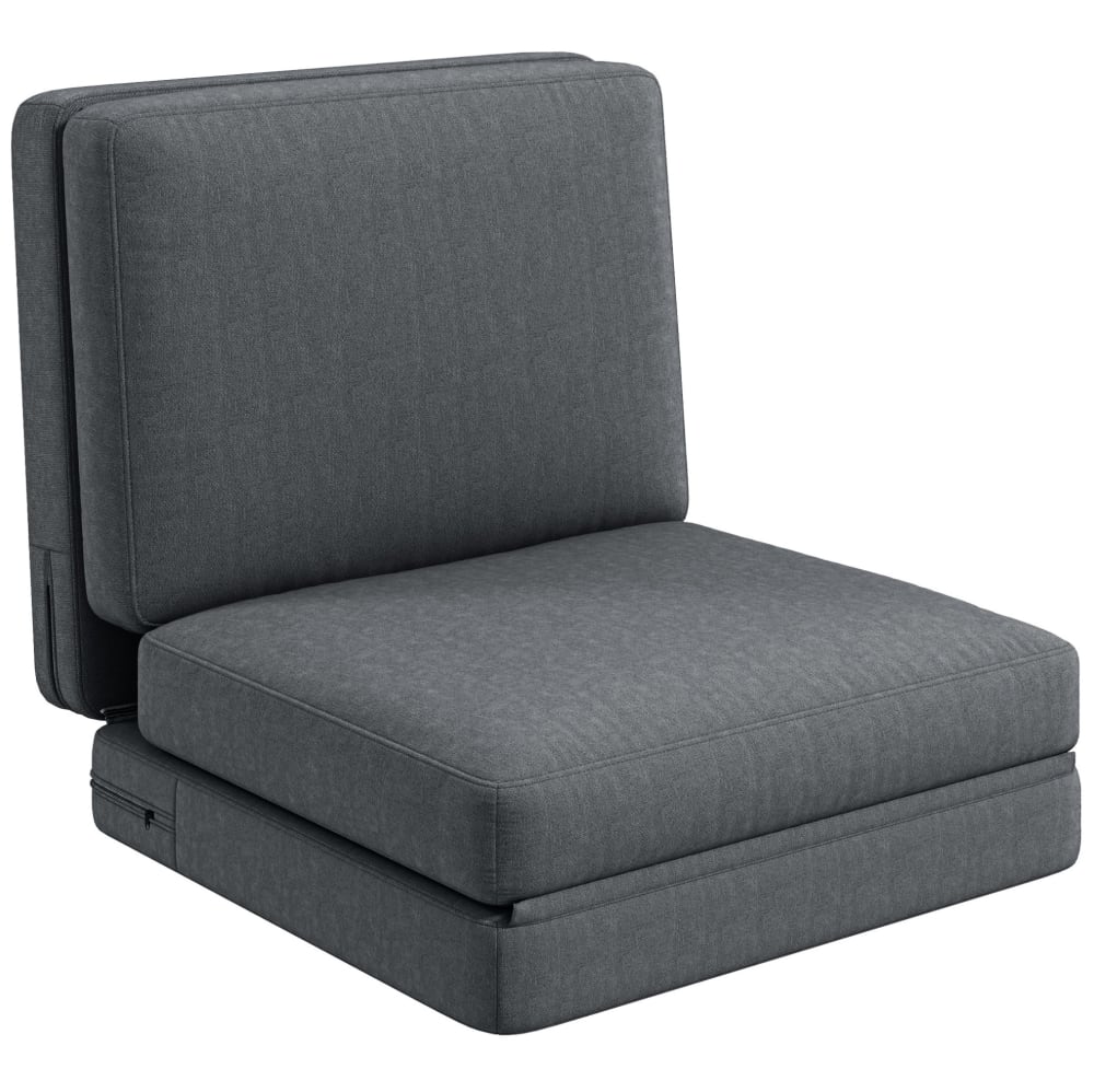 Canapé de sol convertible en polyester gris foncé 75x80x72 cm