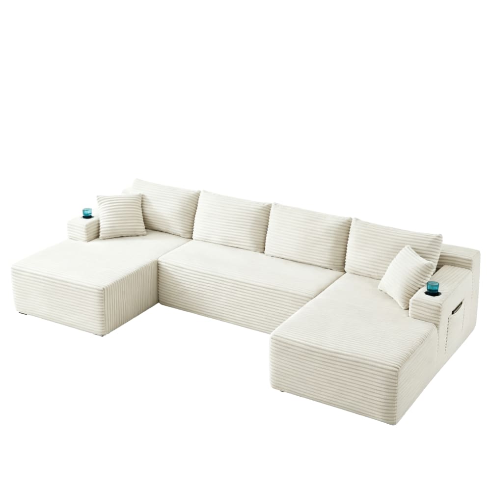 Hauss Spole Modulares Sofa 3-teilig aus Cordstoff beige ohne Montage - Pes - Polyester