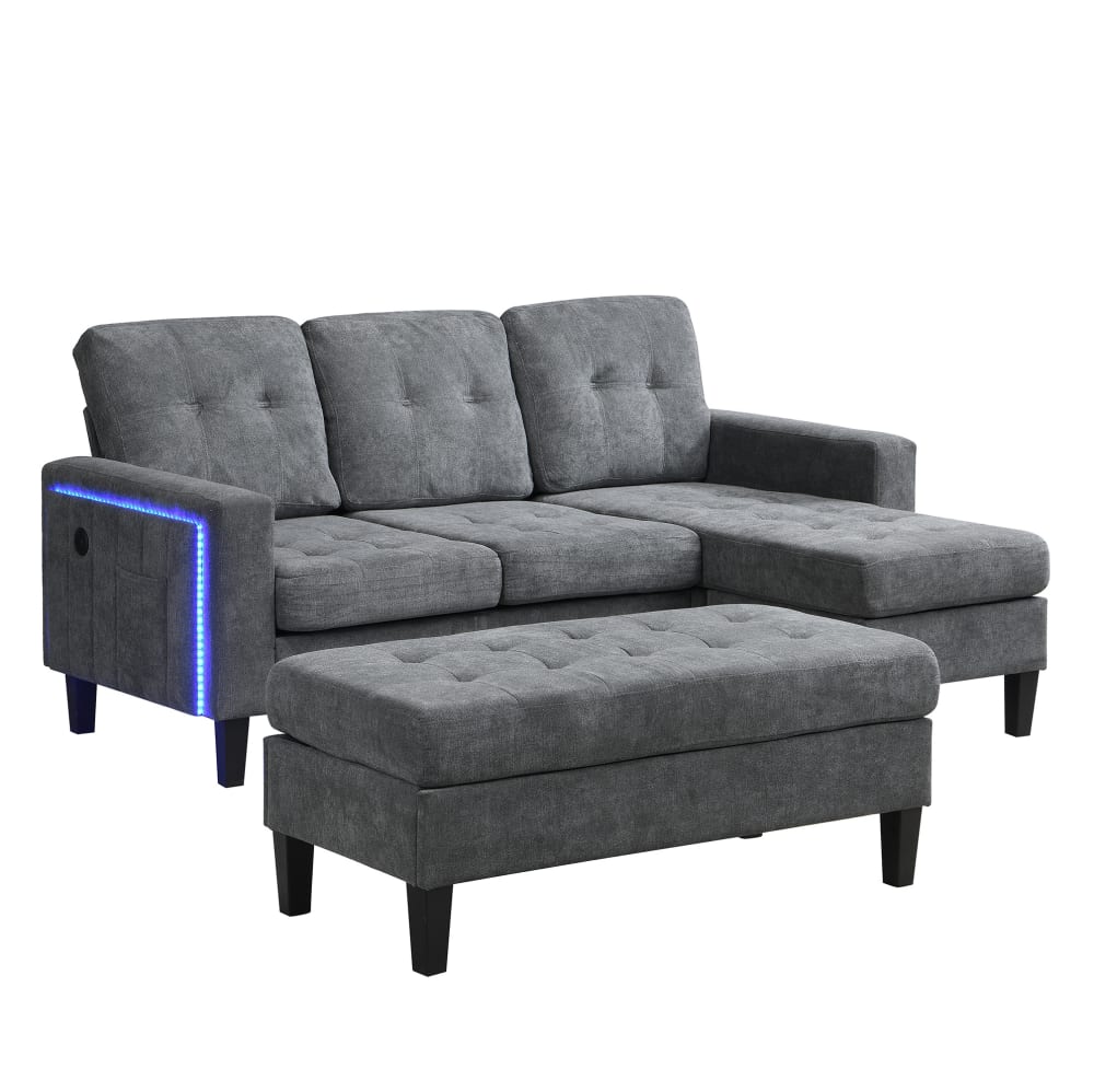 Canapé d'angle modulable en chenille gris antique 185x135 cm