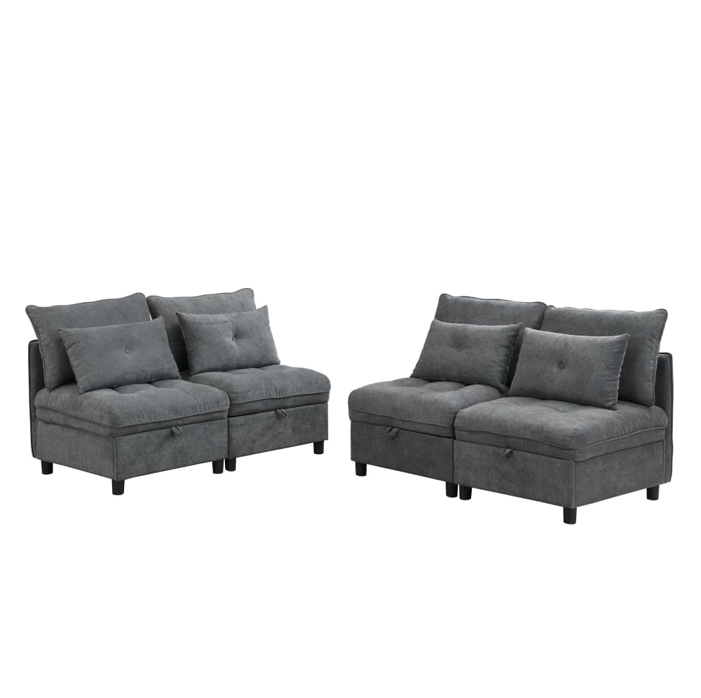 Canapé modulable chenille gris antique 4 places