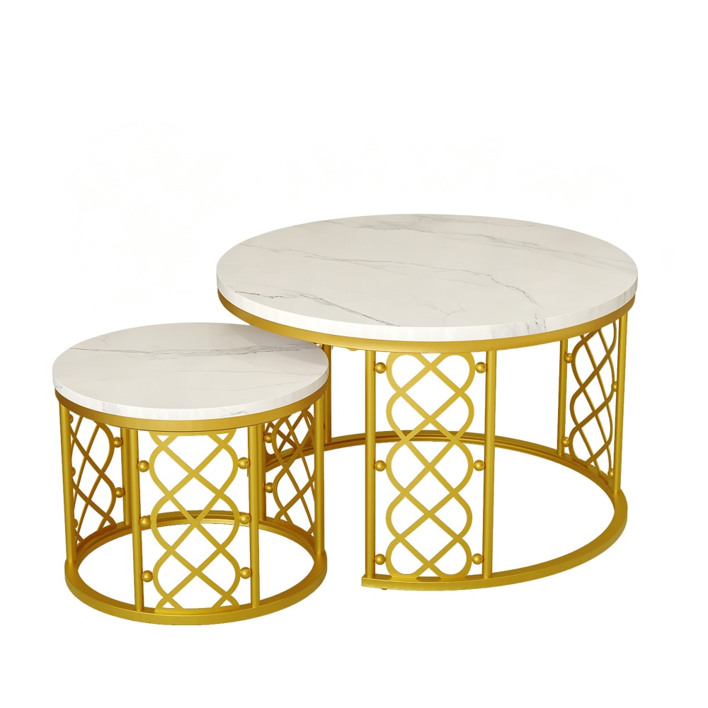 Lot de 2 tables basses gigognes effet marbre