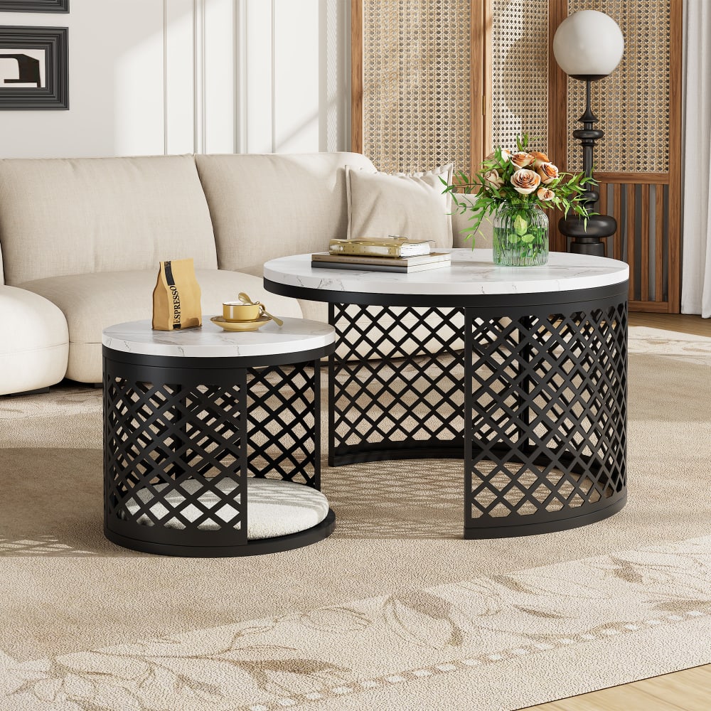 Couchtisch-Set weiß mit Tierliegeplatz - Maisons Du Monde