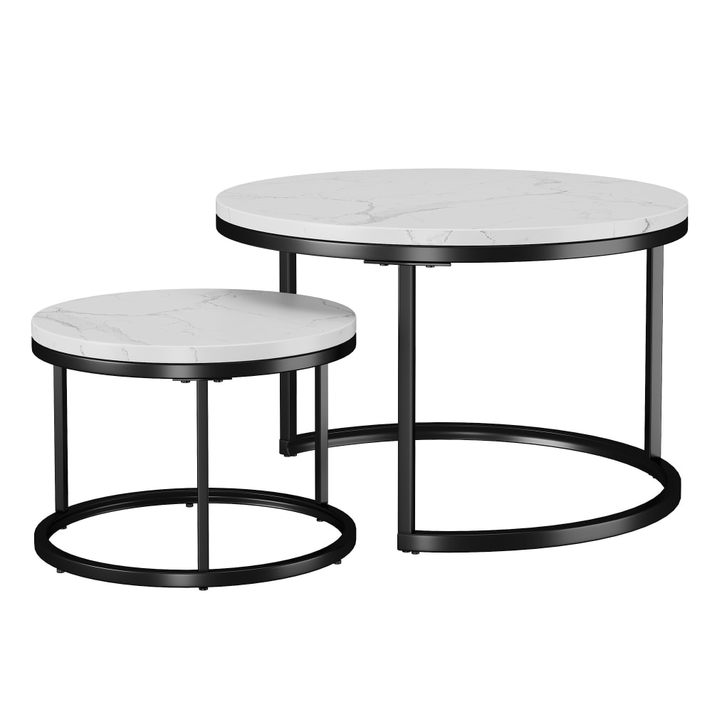 Table basse gigogne blanche et dorée