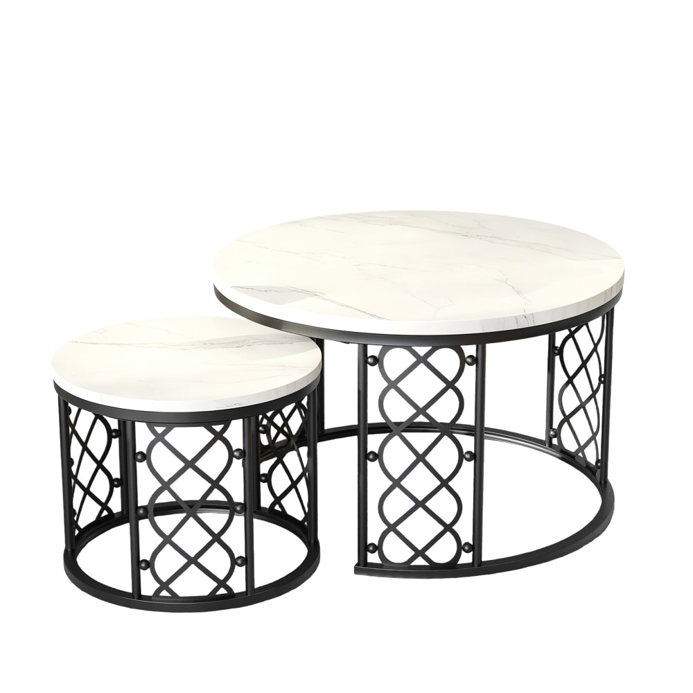 Lot de 2 tables basses gigognes effet marbre