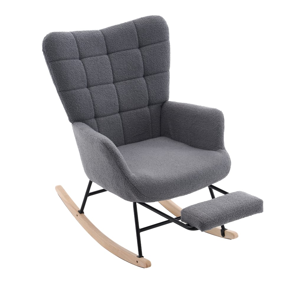 Fauteuil à bascule en laine d'agneau gris