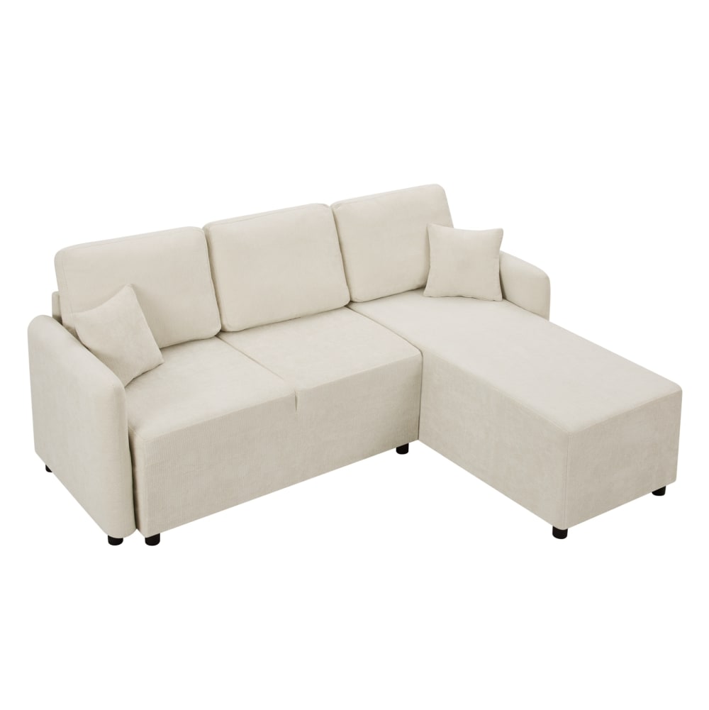 Canapé d'angle 3 places en chenille beige clair 144 cm