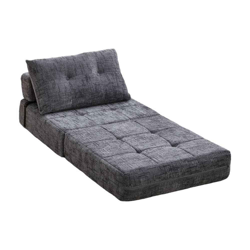 Canapé clic-clac en chenille gris avec coussins 79x79x57 cm