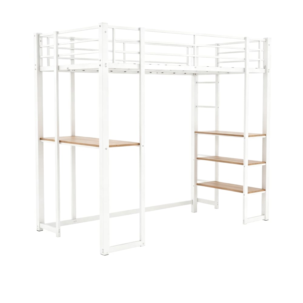 Hauss Spole Hochbett aus Stahl weiß mit Schreibtisch 90x190 cm Schmiedeeisen Baby