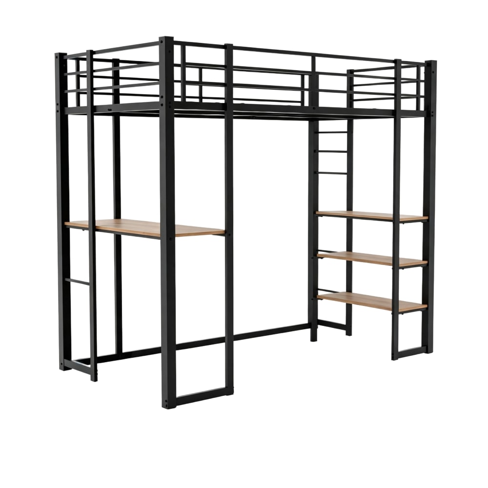 Hauss Spole Hochbett aus Metall schwarz mit Schreibtisch 90x190 cm Schmiedeeisen Baby