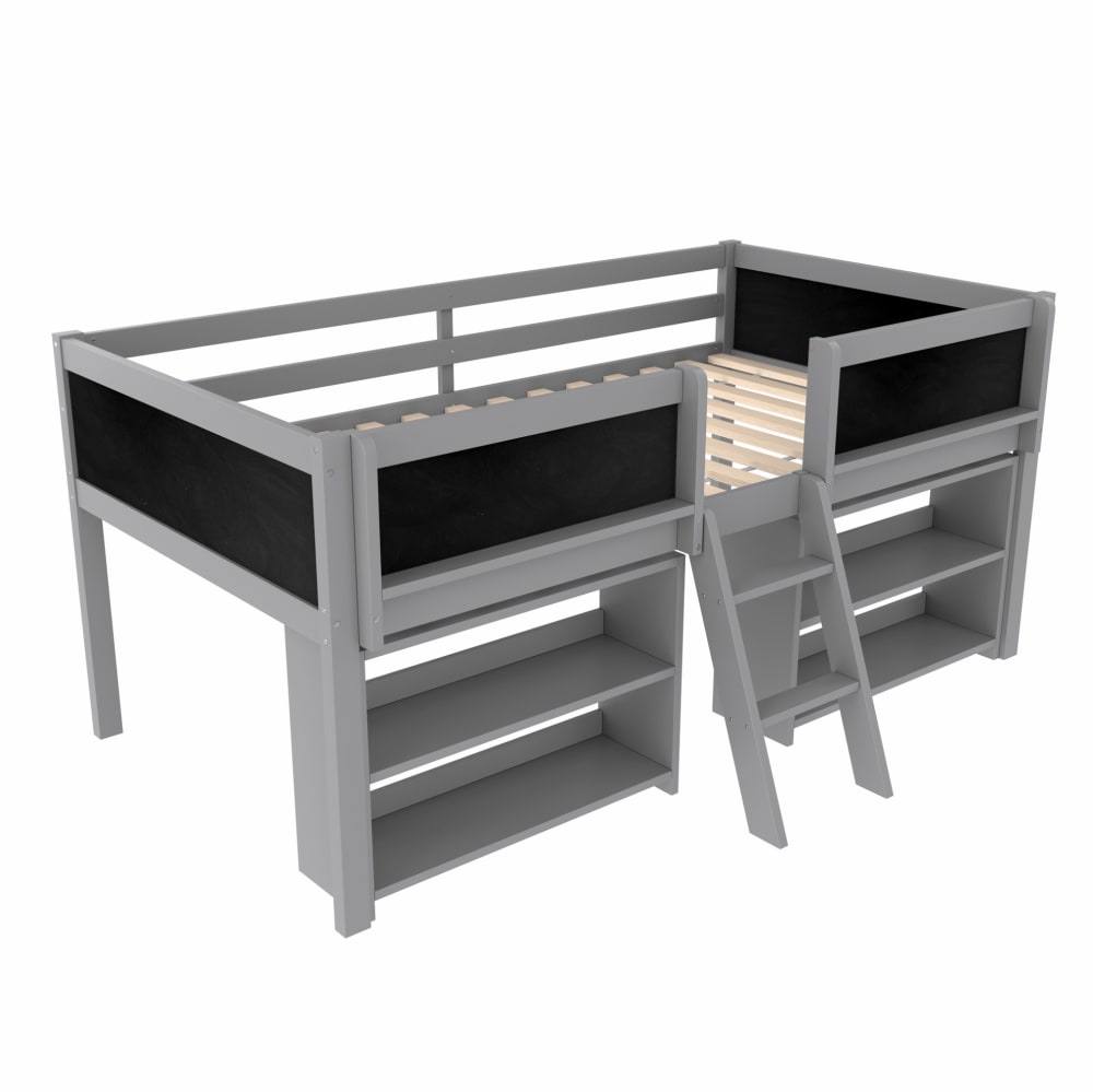 Lit mi-hauteur enfant en pin gris 90x200 cm