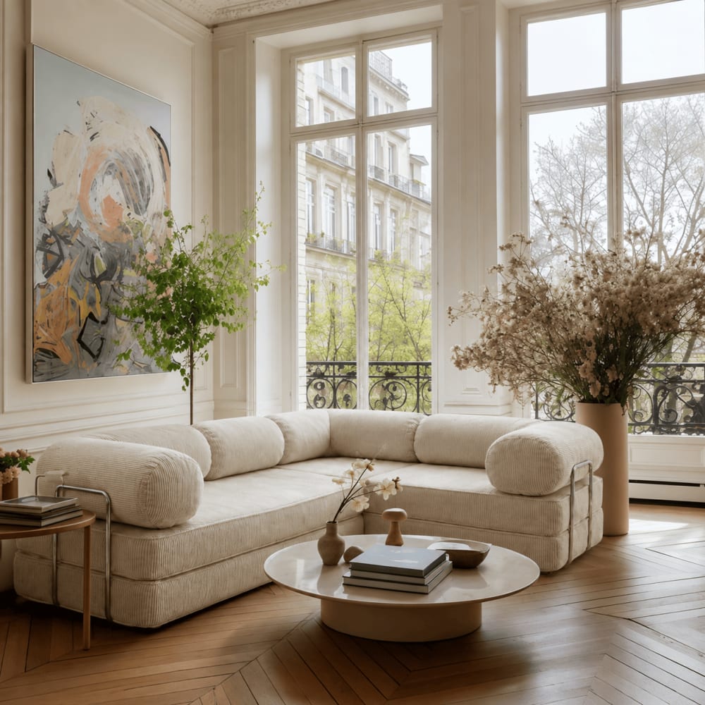 Modulares Ecksofa Cord 300 x 200 cm Rosa - Maisons Du Monde