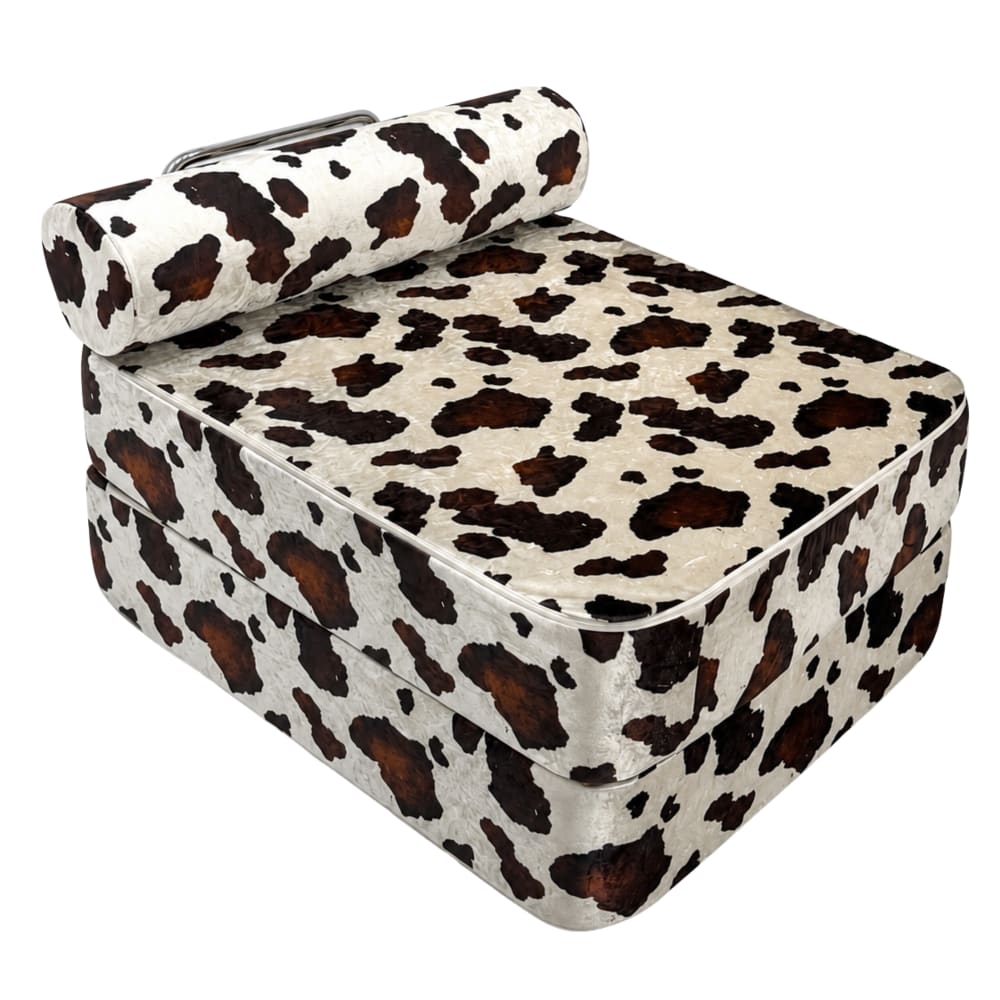 Fauteuil en tissu imprimé vache marron et crème 80 x 95 cm