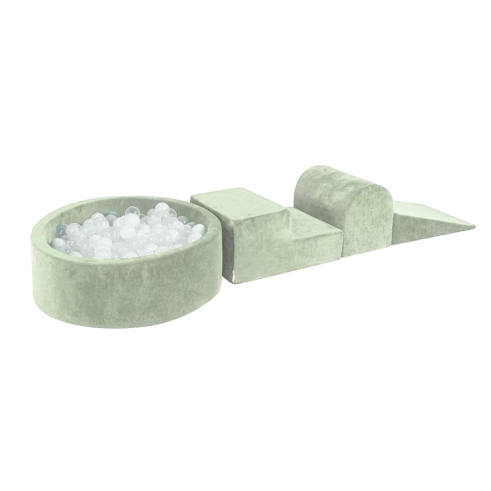 Aire de jeux en mousse avec balles - velours - vert sauge Aire de jeux en mousse avec balles - velours - vert sauge