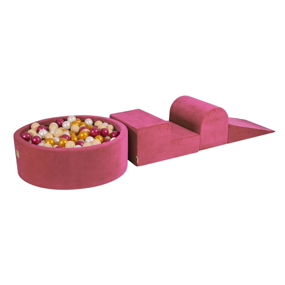 Aire de jeux en mousse avec balles - velours - rouge framboise