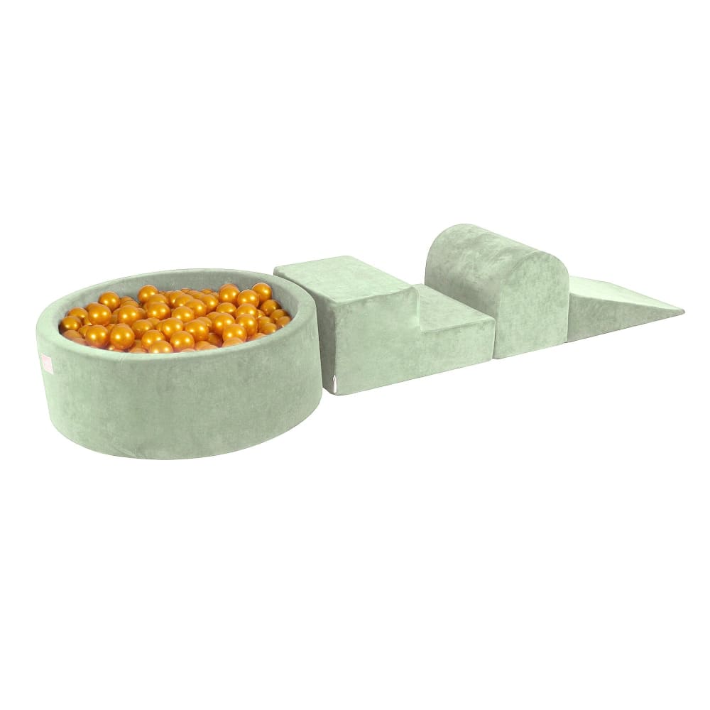 Aire de jeux en mousse avec balles - velours - vert sauge Aire de jeux en mousse avec balles - velours - vert sauge