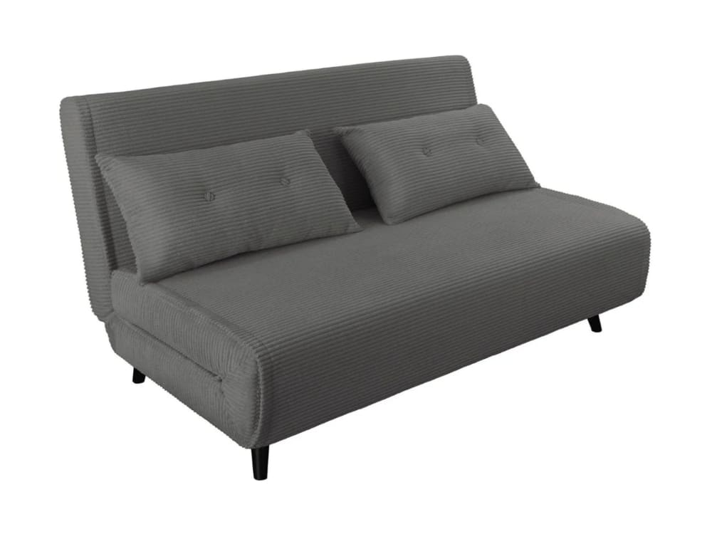 Canapé droit convertible 2 places en polyester gris foncé