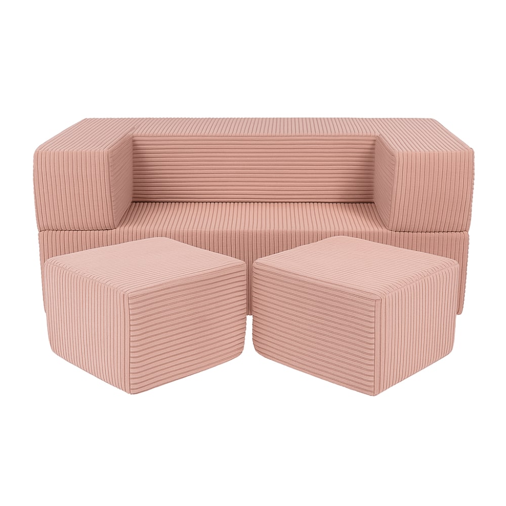 Canapé cube enfant 96 cm velours 4 pcs, rose