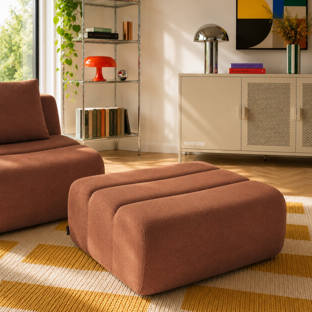 Pouf 1 place tissu terracotta
