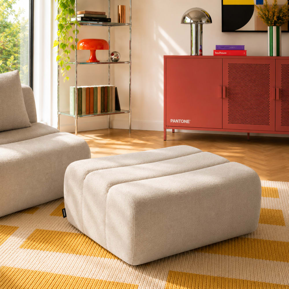 Pouf 1 place tissu taupe