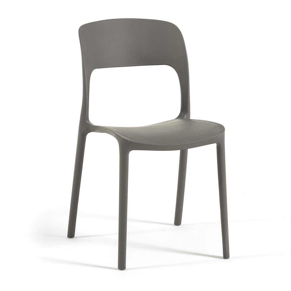 Lot de 4 chaises de jardin empilables en polypropylène gris foncé