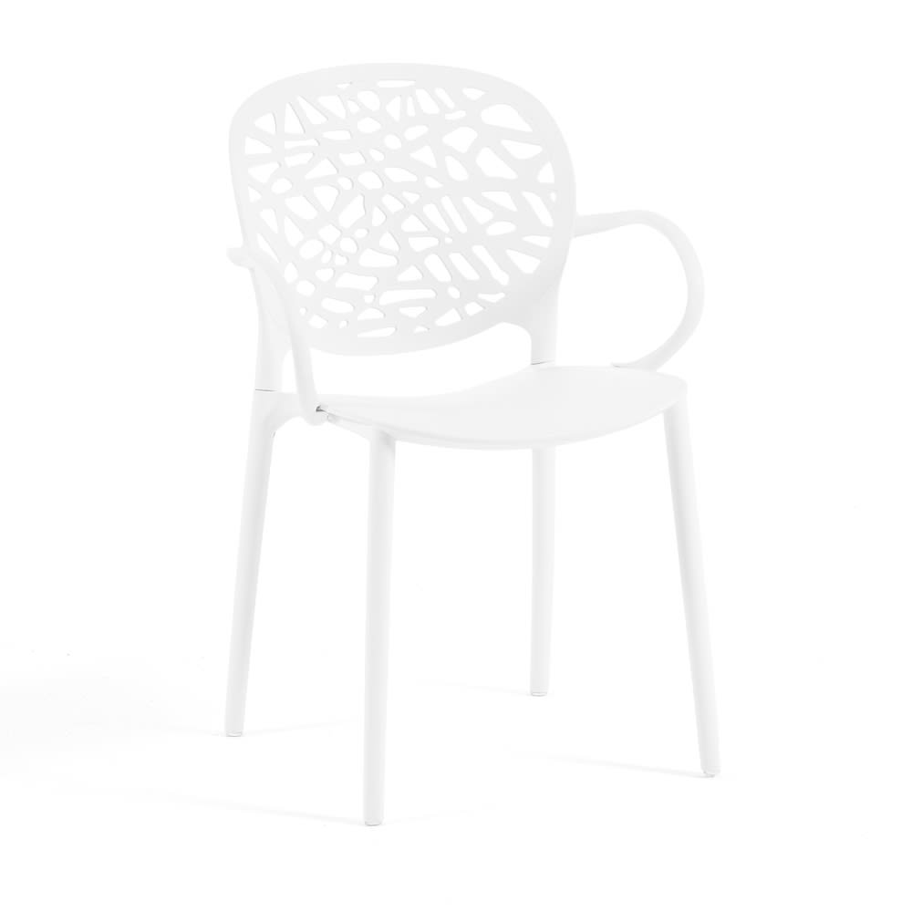 Lot de 4 chaises empilables en polypropylène avec accoudoirs blanc