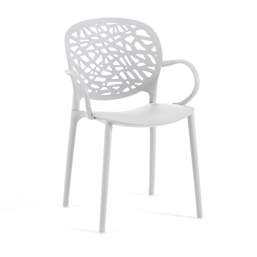 Lot de 4 chaises empilables en polypropylène avec accoudoirs gris
