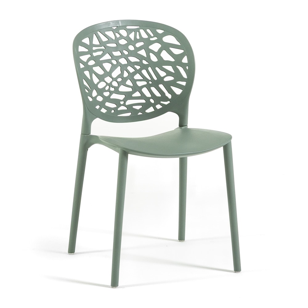 Lot de 4 chaises de jardin empilables en polypropylène vert sauge